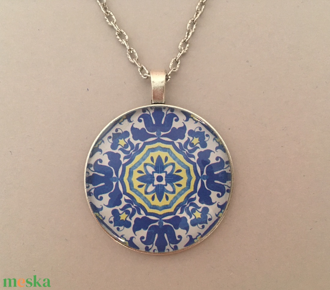 Azori azulejo No.9 nyaklánc  - ékszer - nyaklánc - medálos nyaklánc - Meska.hu