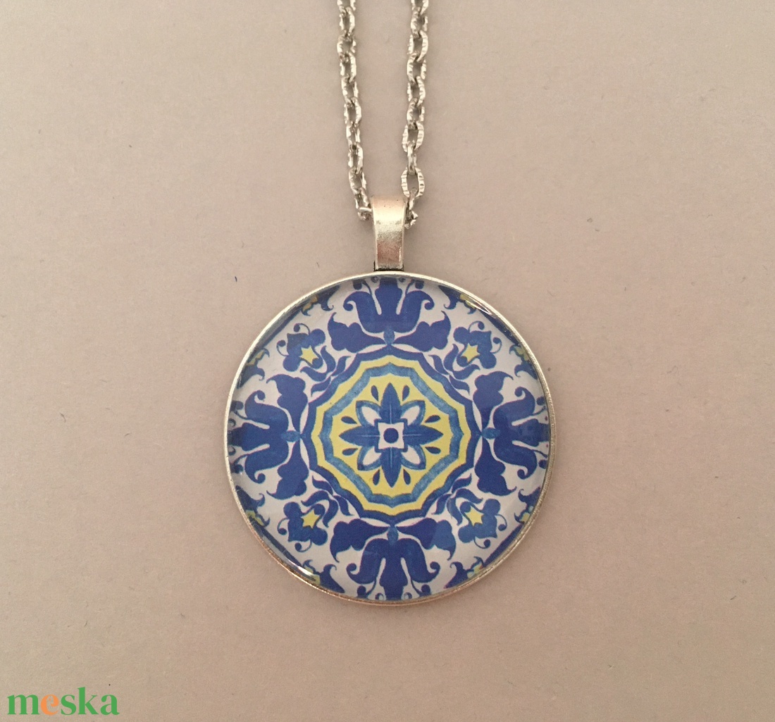 Azori azulejo No.9 nyaklánc  - ékszer - nyaklánc - medálos nyaklánc - Meska.hu