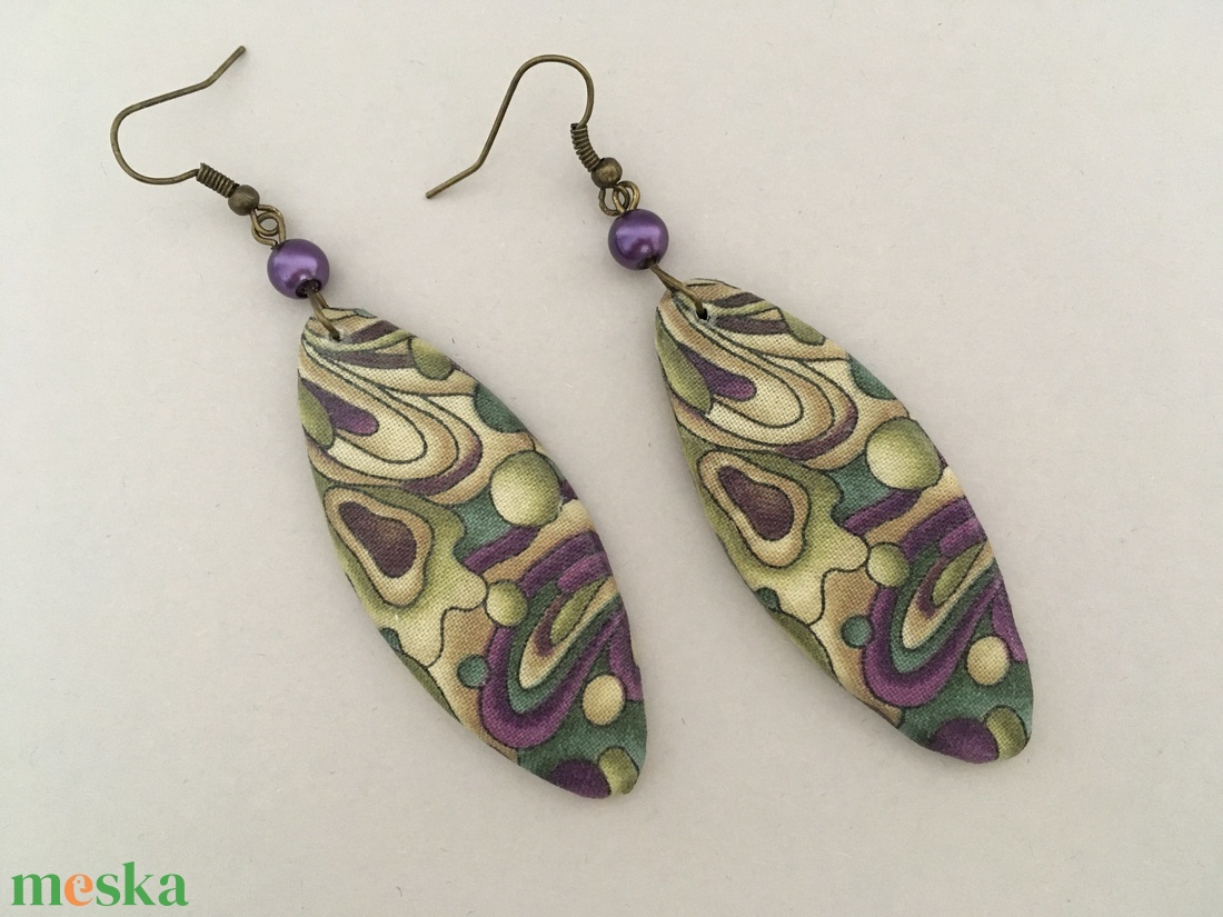 Textilamőba No2. fülbevaló  - ékszer - fülbevaló - lógó fülbevaló - Meska.hu