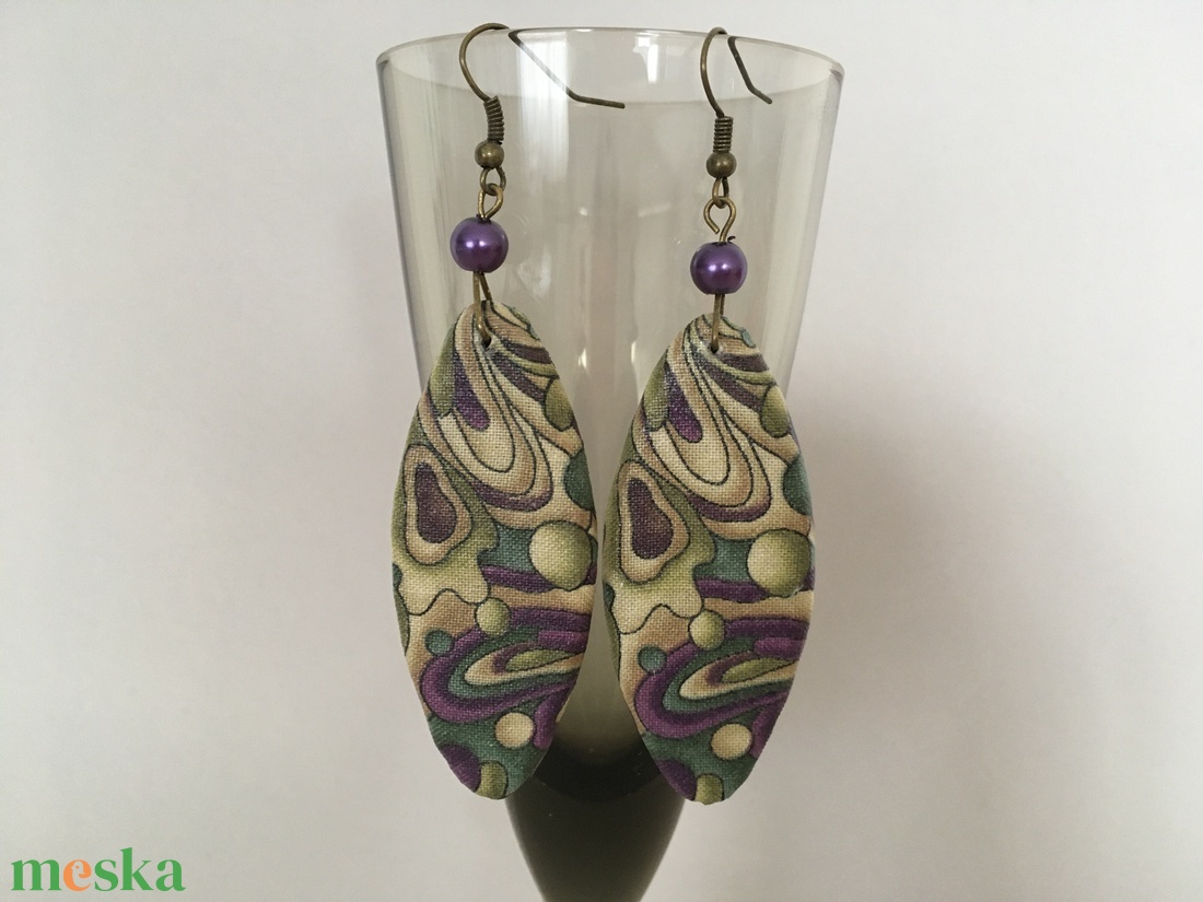 Textilamőba No2. fülbevaló  - ékszer - fülbevaló - lógó fülbevaló - Meska.hu