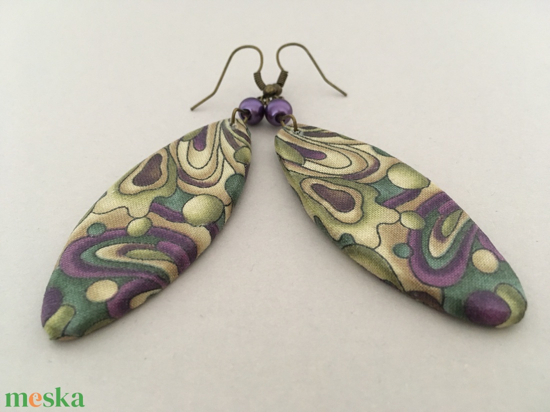 Textilamőba No2. fülbevaló  - ékszer - fülbevaló - lógó fülbevaló - Meska.hu