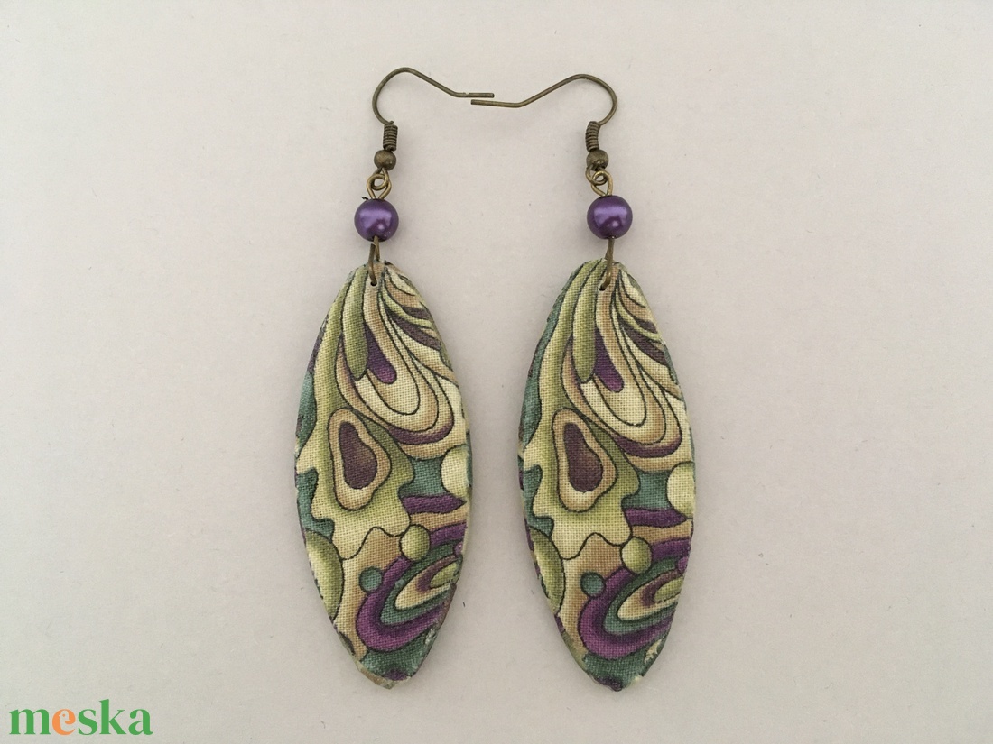 Textilamőba No2. fülbevaló  - ékszer - fülbevaló - lógó fülbevaló - Meska.hu