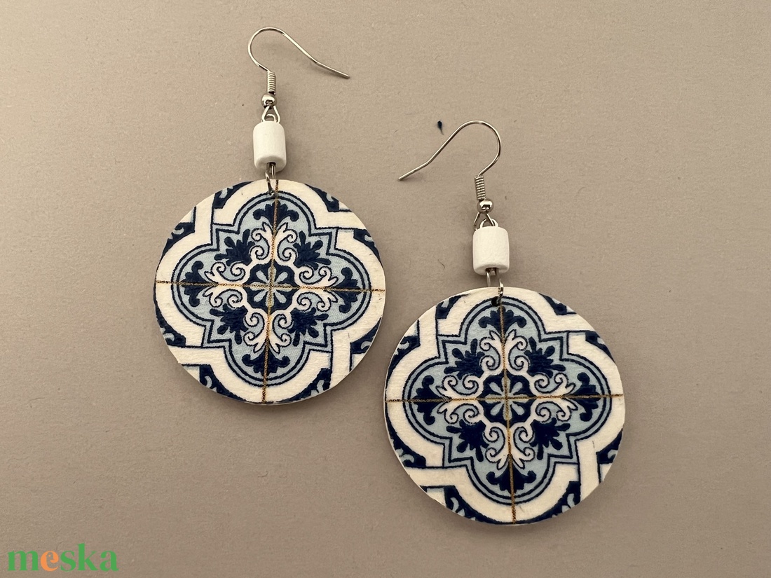 Azulejo No.13 fülbevaló - ékszer - fülbevaló - lógós kerek fülbevaló - Meska.hu Azulejo No.13 fülbevaló - ékszer - fülbevaló - lógós kerek fülbevaló - Meska.hu