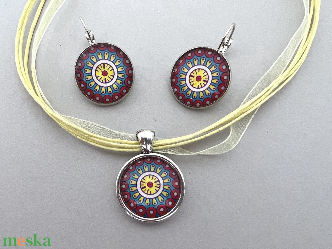 Inka mandala No.9 üveglencsés ékszerszett - ékszer - ékszerszett - Meska.hu