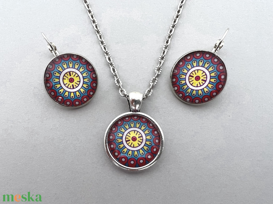 Inka mandala No.9 üveglencsés ékszerszett - ékszer - ékszerszett - Meska.hu