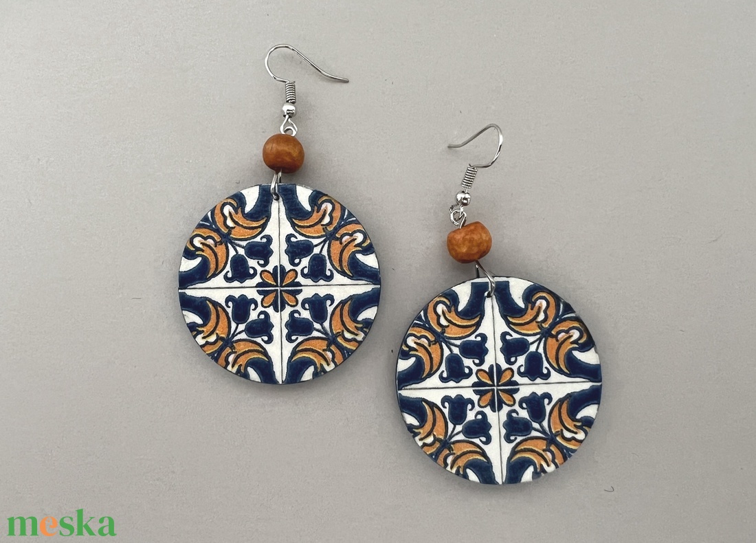 Azulejo No.15 fülbevaló - ékszer - fülbevaló - lógós kerek fülbevaló - Meska.hu Azulejo No.15 fülbevaló - ékszer - fülbevaló - lógós kerek fülbevaló - Meska.hu