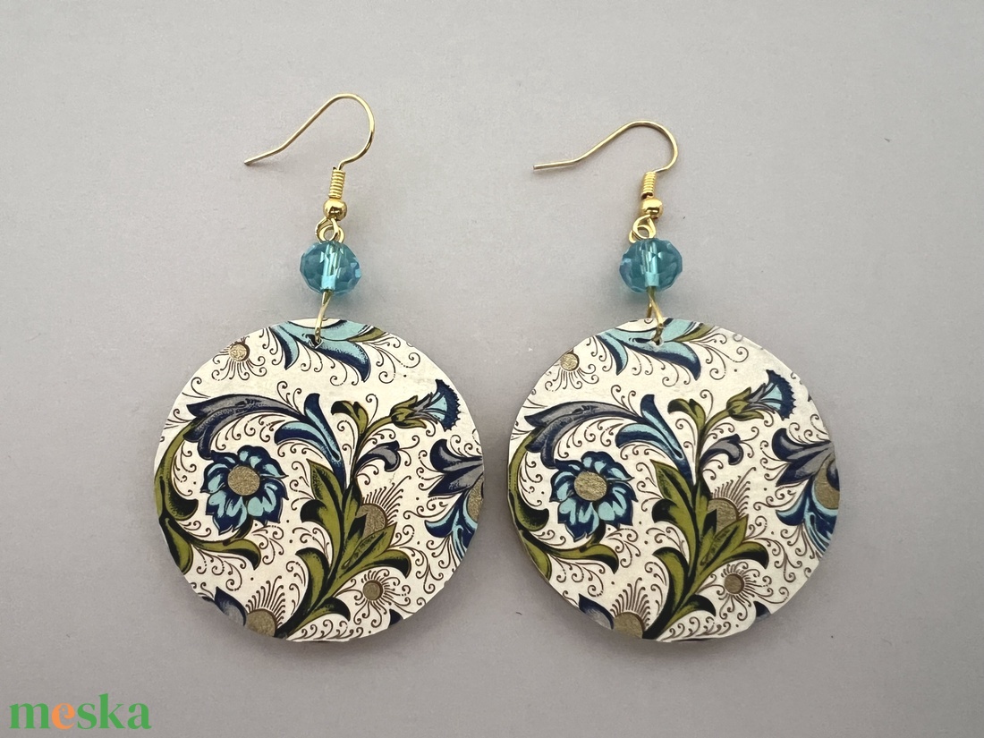 Toszkán kékek köre No.2 fülbevaló - ékszer - fülbevaló - lógós kerek fülbevaló - Meska.hu