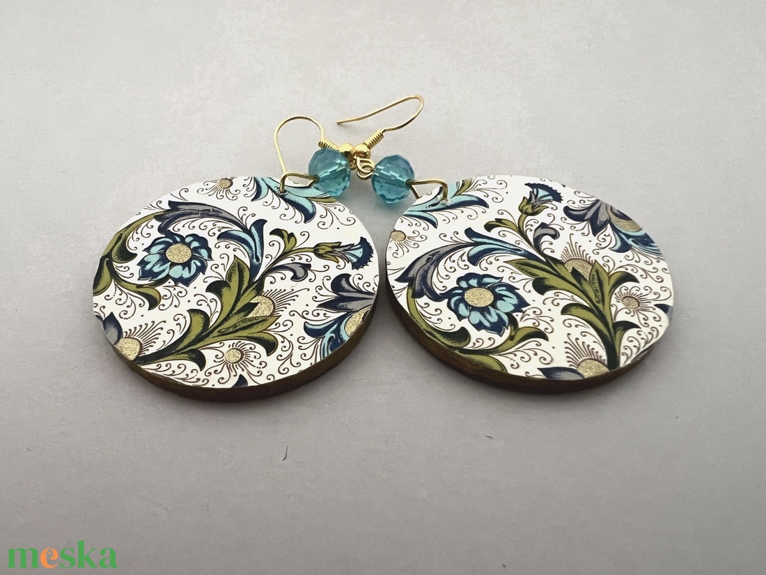 Toszkán kékek köre No.2 fülbevaló - ékszer - fülbevaló - lógós kerek fülbevaló - Meska.hu