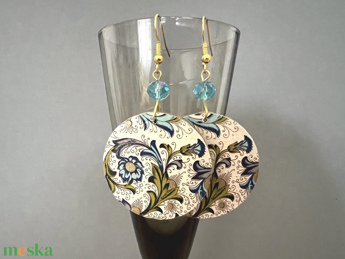 Toszkán kékek köre No.2 fülbevaló - ékszer - fülbevaló - lógós kerek fülbevaló - Meska.hu