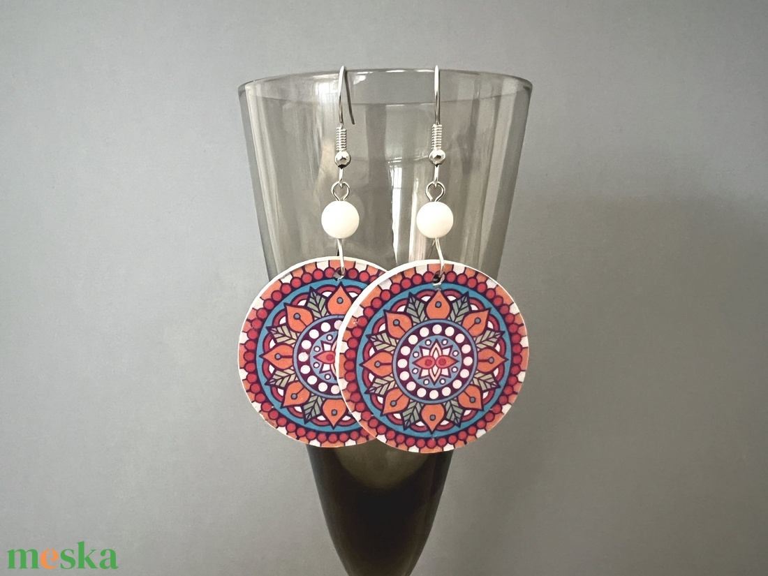 Inka mandala No.11 fülbevaló - ékszer - fülbevaló - lógós kerek fülbevaló - Meska.hu