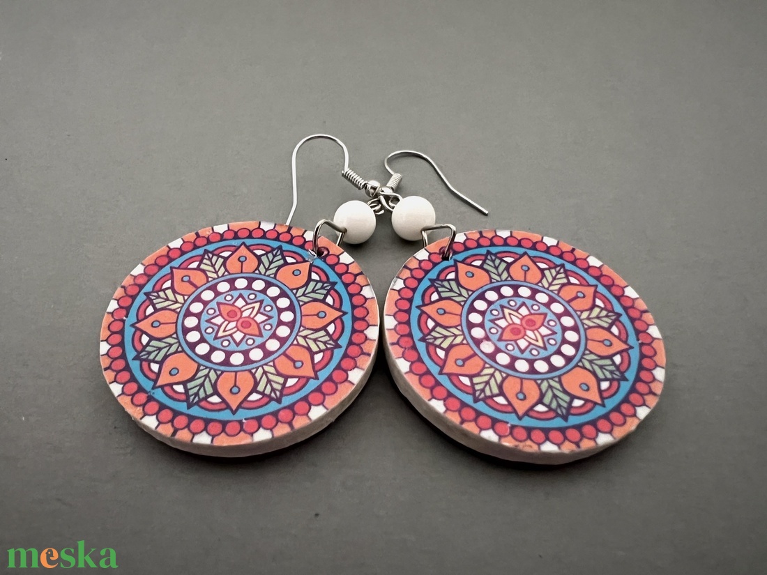 Inka mandala No.11 fülbevaló - ékszer - fülbevaló - lógós kerek fülbevaló - Meska.hu