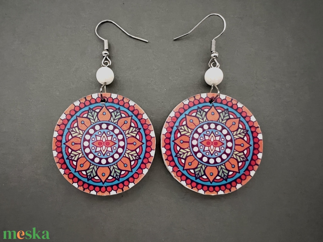 Inka mandala No.11 fülbevaló - ékszer - fülbevaló - lógós kerek fülbevaló - Meska.hu