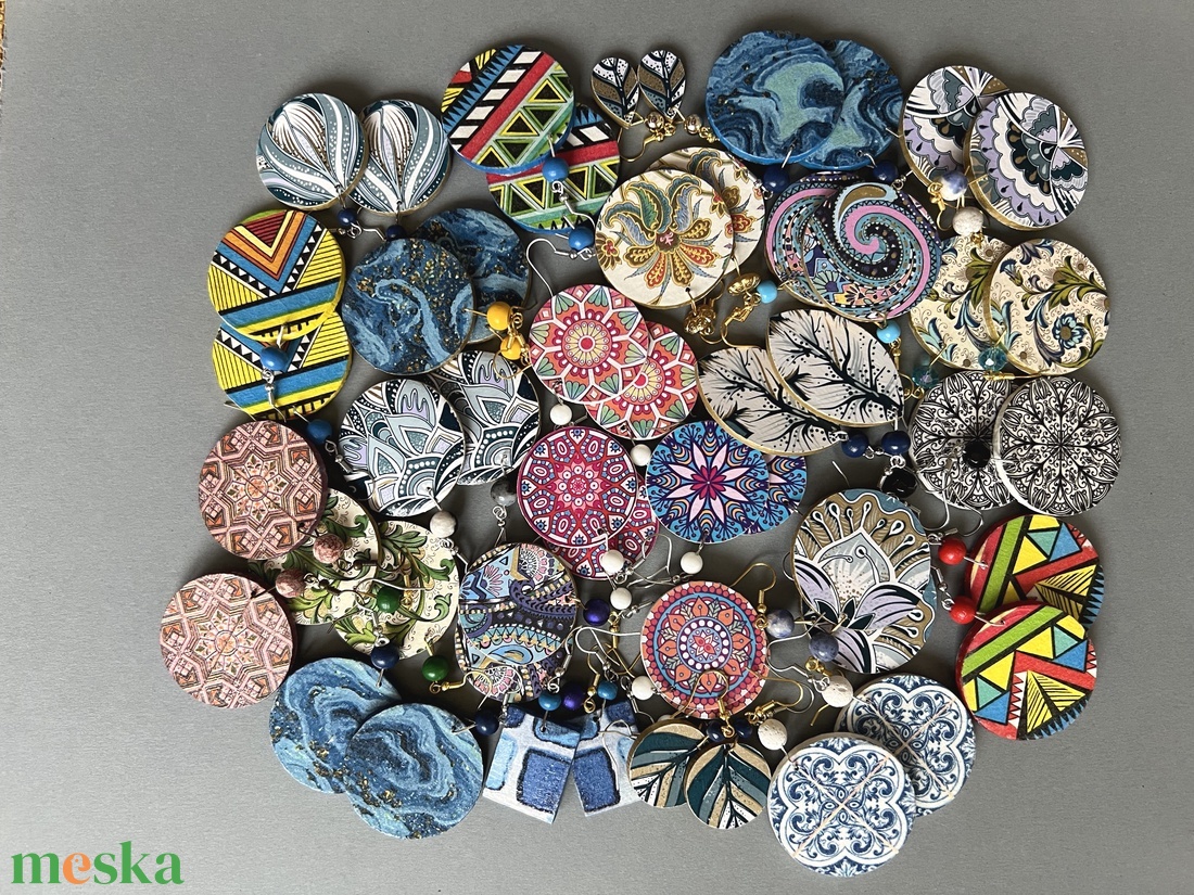 Azulejo No.4 fülbevaló - ékszer - fülbevaló - lógós kerek fülbevaló - Meska.hu