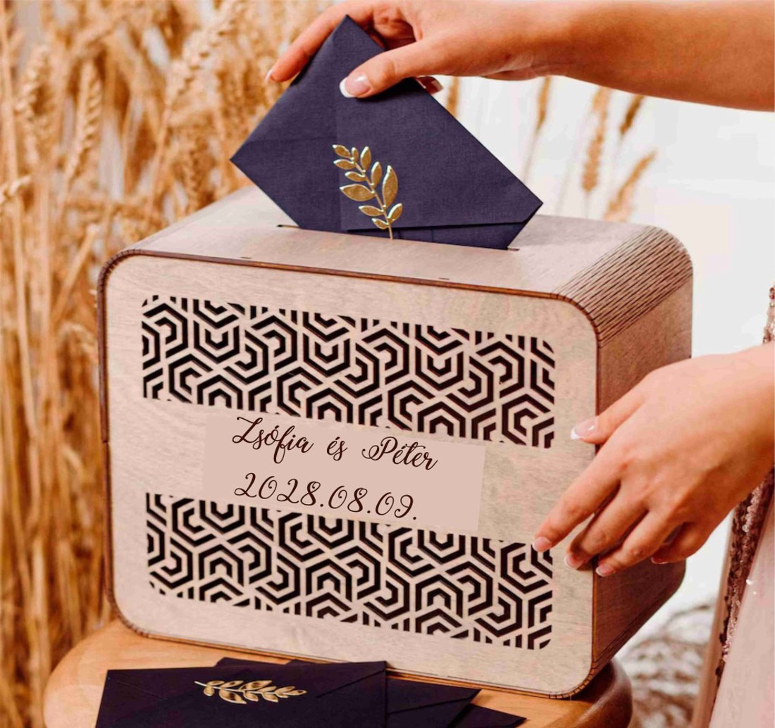 Esküvői Borítékgyűjtő Doboz  Pénzgyűjtő geometrikus - esküvő - emlék & ajándék - nászajándék - esküvői pénzátadó doboz - Meska.hu