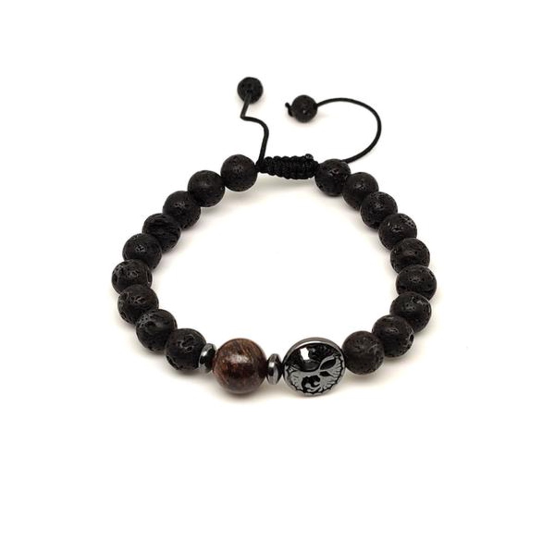 Bazalt életfa karkötő Bronzit gyönggyel 8 mm - ékszer - karkötő - ásványkarkötő - Meska.hu