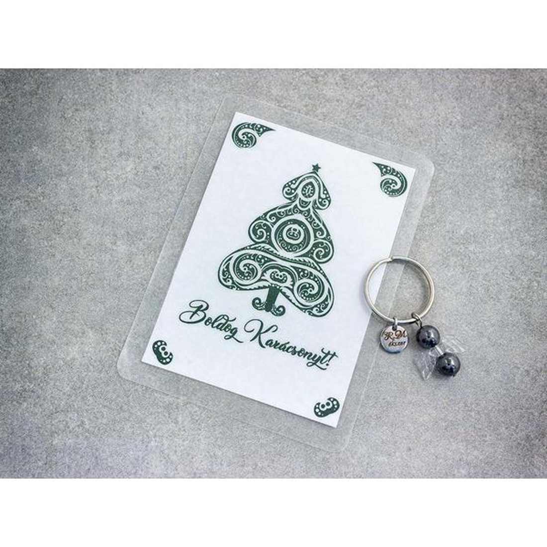 Boldog Karácsonyt kulcstartó hematittal - táska & tok - kulcstartó & táskadísz - kulcstartó - Meska.hu