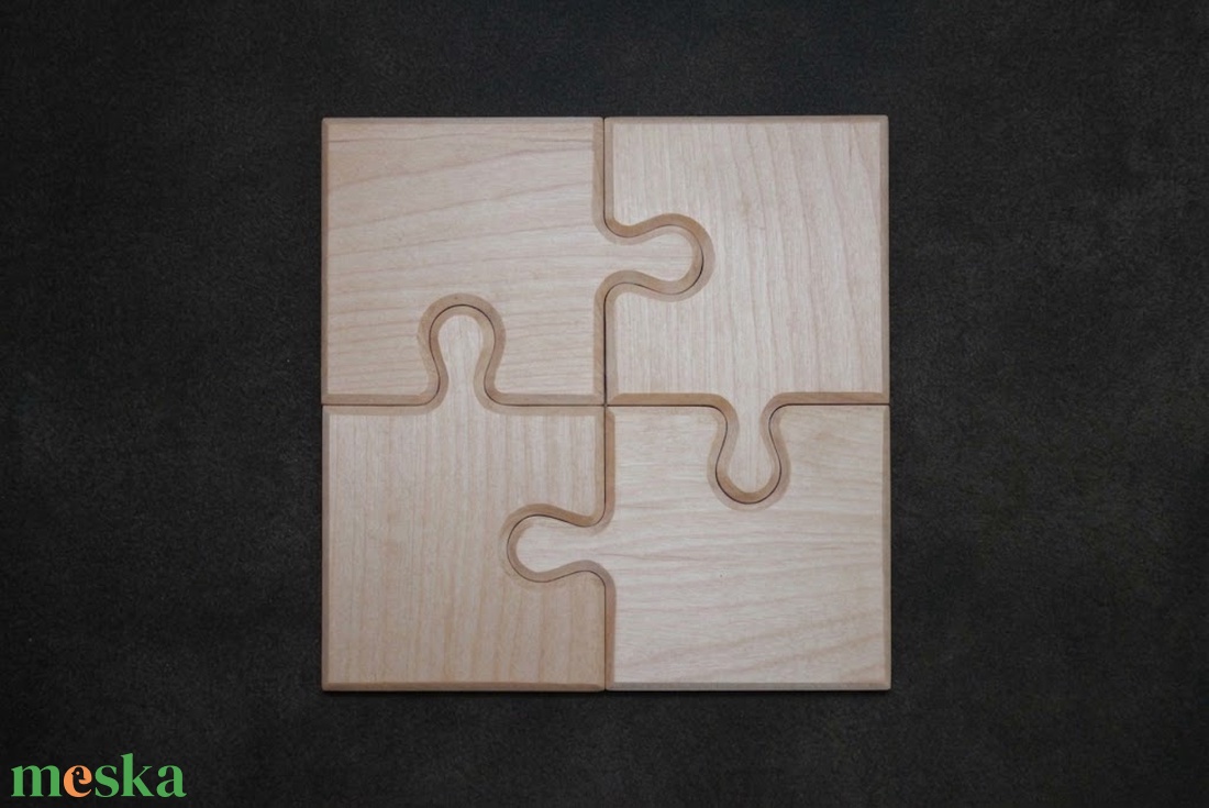 Puzzle edényalátét és poháralátét szett (tömör juharfa) - otthon & életmód - konyhafelszerelés, tálalás - tálalás - tányér- és poháralátét - Meska.hu