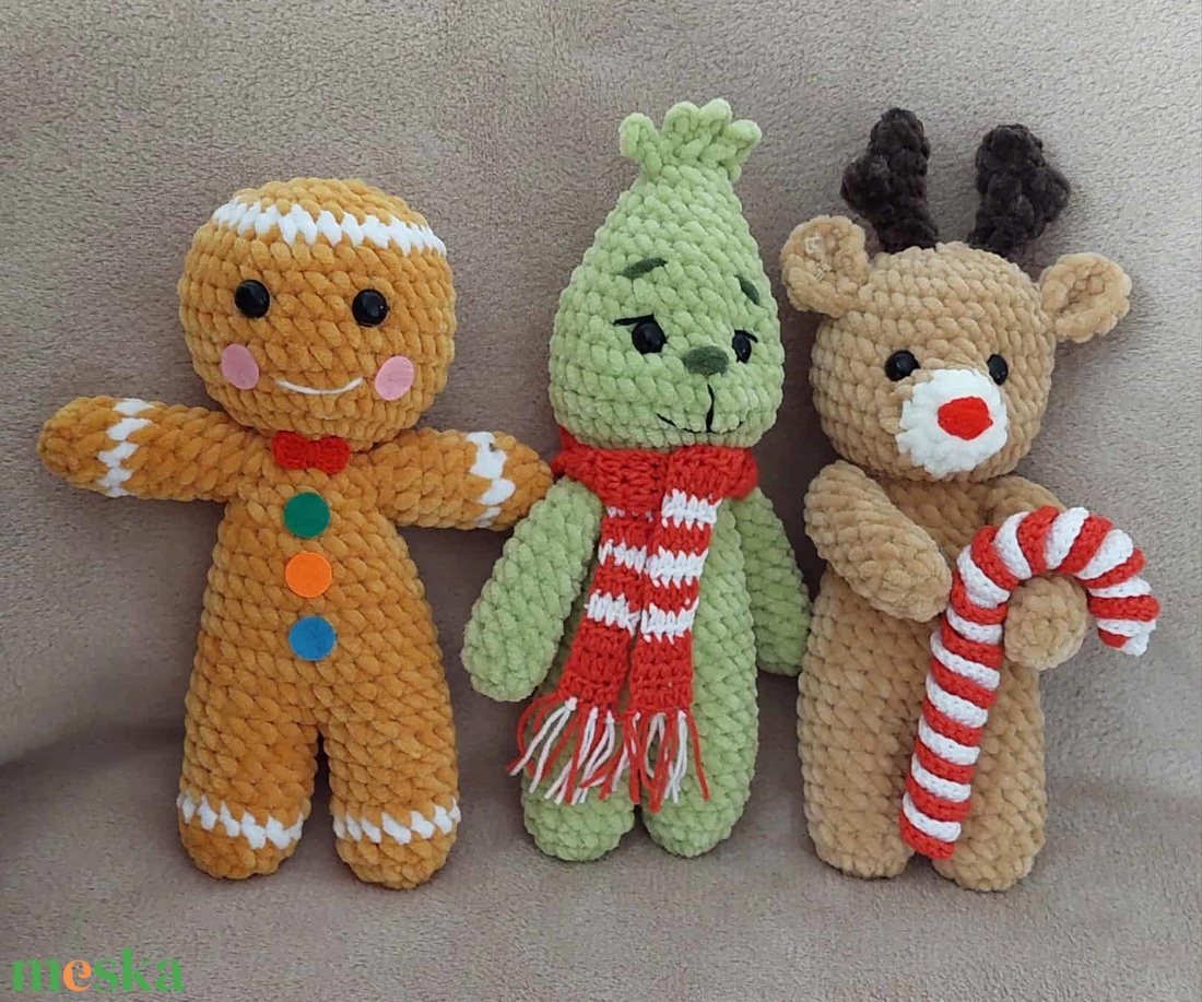 3 karácsonyi figura - mintaleírás PDF formátumban - diy (csináld magad) - szabásminta, útmutató - horgolási minta - Meska.hu