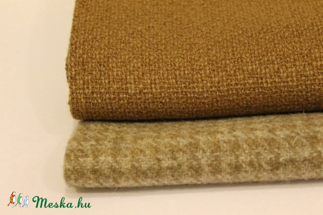 Gyapjúszövet. Kockás és barna szövet. Textilcsomag. - kellékek & szerszámok - méteráru - anyagcsomag - Meska.hu