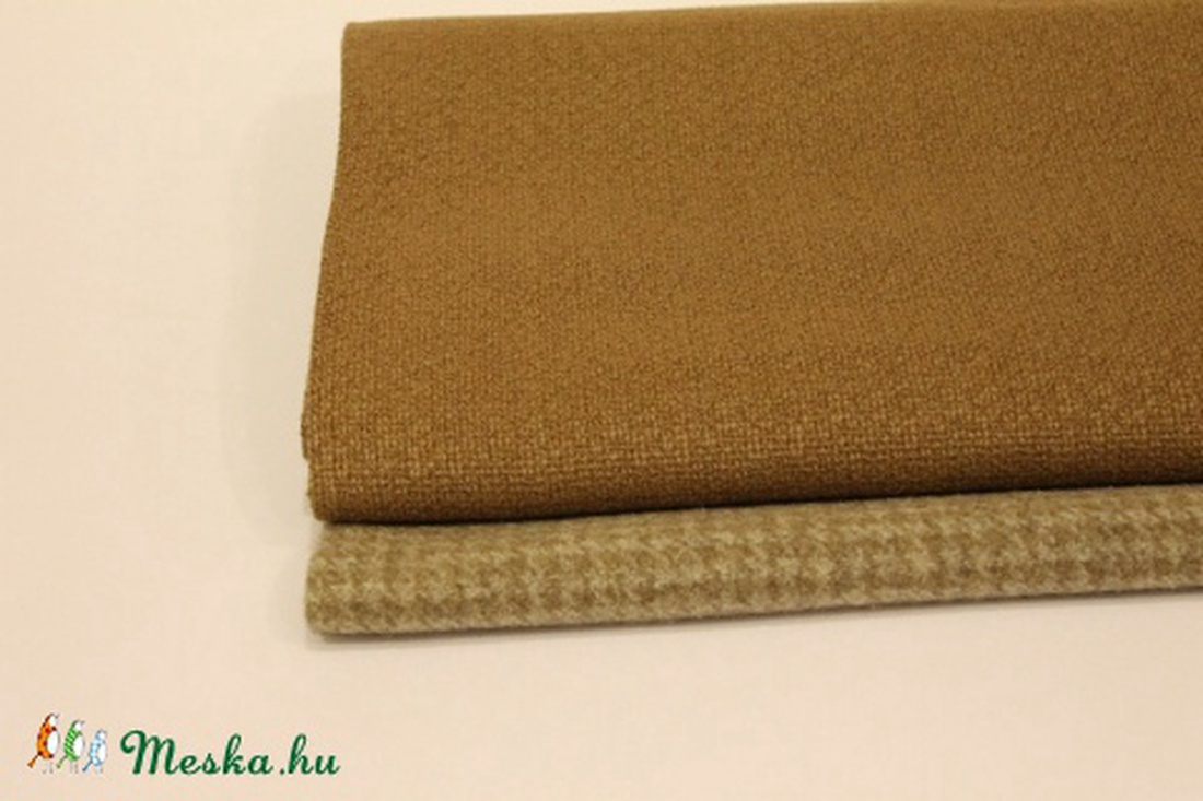 Gyapjúszövet. Kockás és barna szövet. Textilcsomag. - kellékek & szerszámok - méteráru - anyagcsomag - Meska.hu