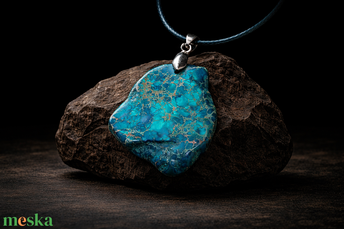 Különleges kékség nyaklánc  - ékszer - nyaklánc - medálos nyaklánc - Meska.hu