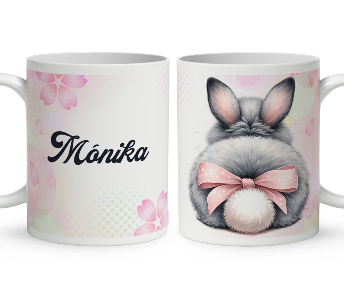 Névvel kérhető - Cuki Nyuszi popsi mintás bögre - otthon & életmód - konyhafelszerelés, tálalás - tálalás - bögre & csésze - Meska.hu