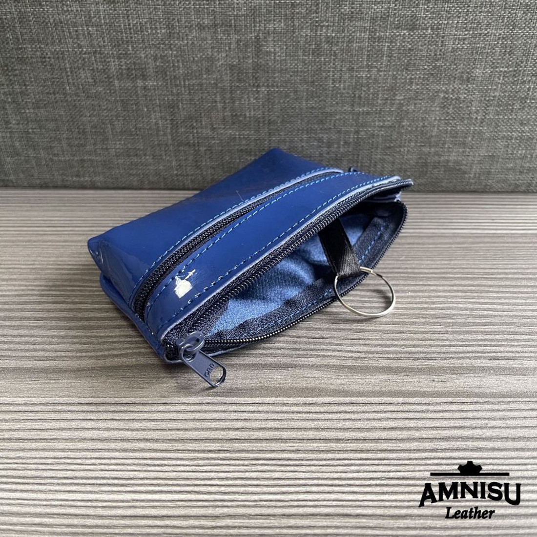 Sötétkék lakk kettő cipzáras kulcstartó B6009 - táska & tok - kulcstartó & táskadísz - kulcstartó - Meska.hu