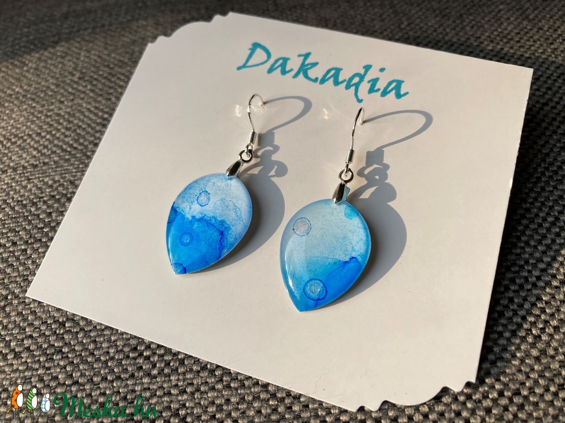 Kék levélke - ékszer - fülbevaló - lógó fülbevaló - Meska.hu