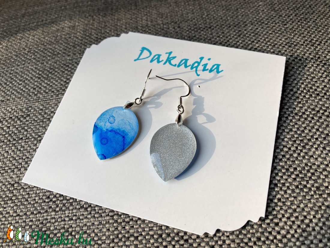 Kék levélke - ékszer - fülbevaló - lógó fülbevaló - Meska.hu