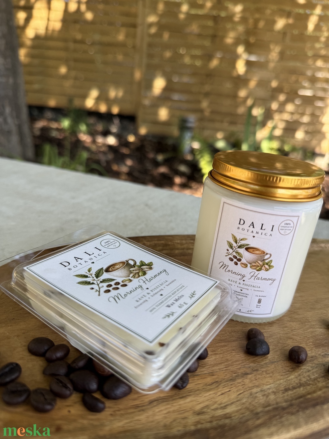 Dali Botanica � Morning Harmony  Pisztáciás kávé  repceviasz gyertya - otthon & életmód - gyertya, illat, aroma - gyertya - Meska.hu