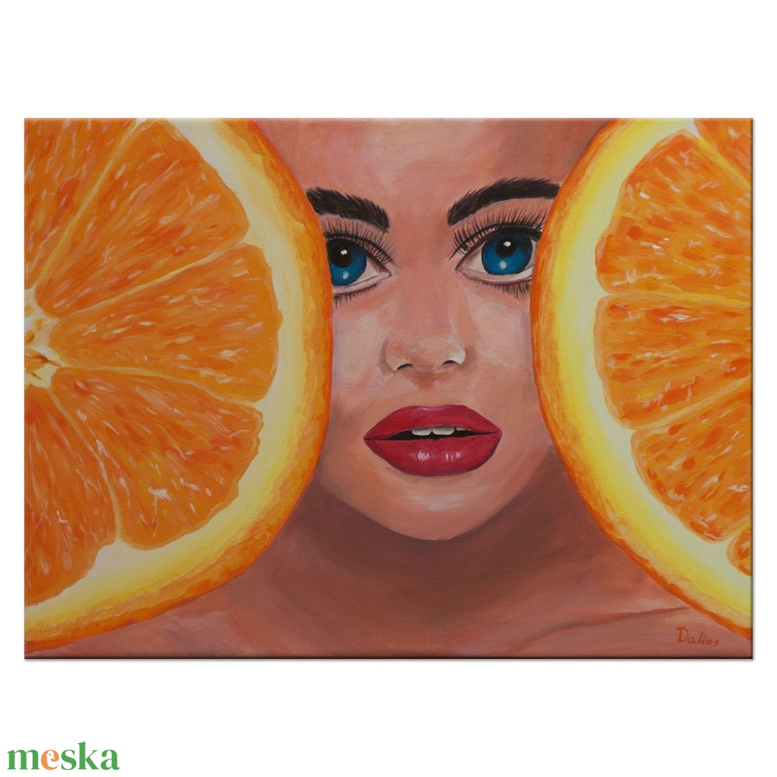 Narancs arc � akril festmény � 30 x 40 cm � vászon - művészet - festmény - akril - Meska.hu