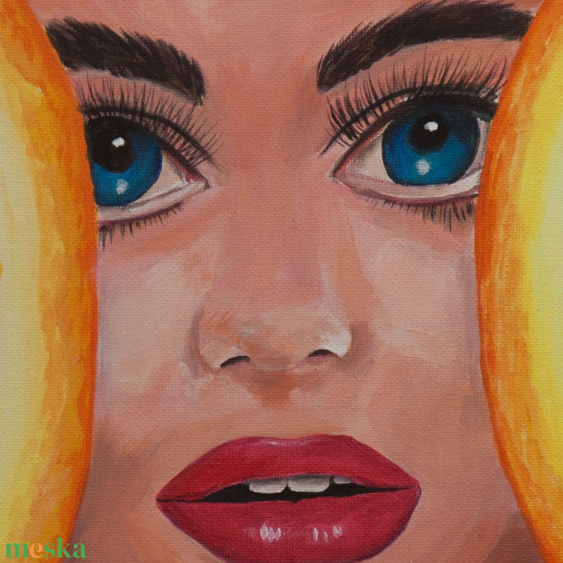 Narancs arc � akril festmény � 30 x 40 cm � vászon - művészet - festmény - akril - Meska.hu