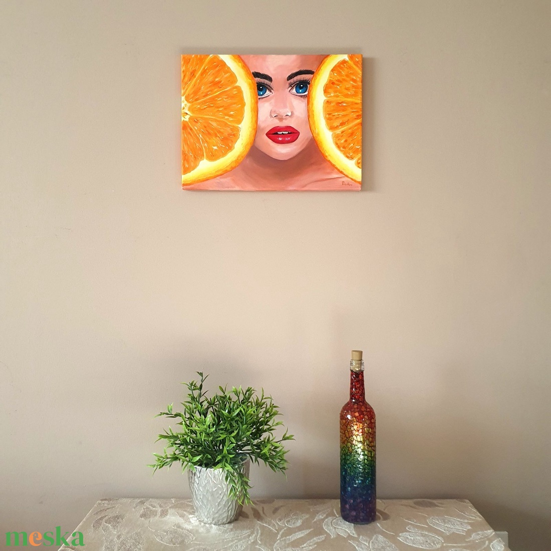 Narancs arc � akril festmény � 30 x 40 cm � vászon - művészet - festmény - akril - Meska.hu