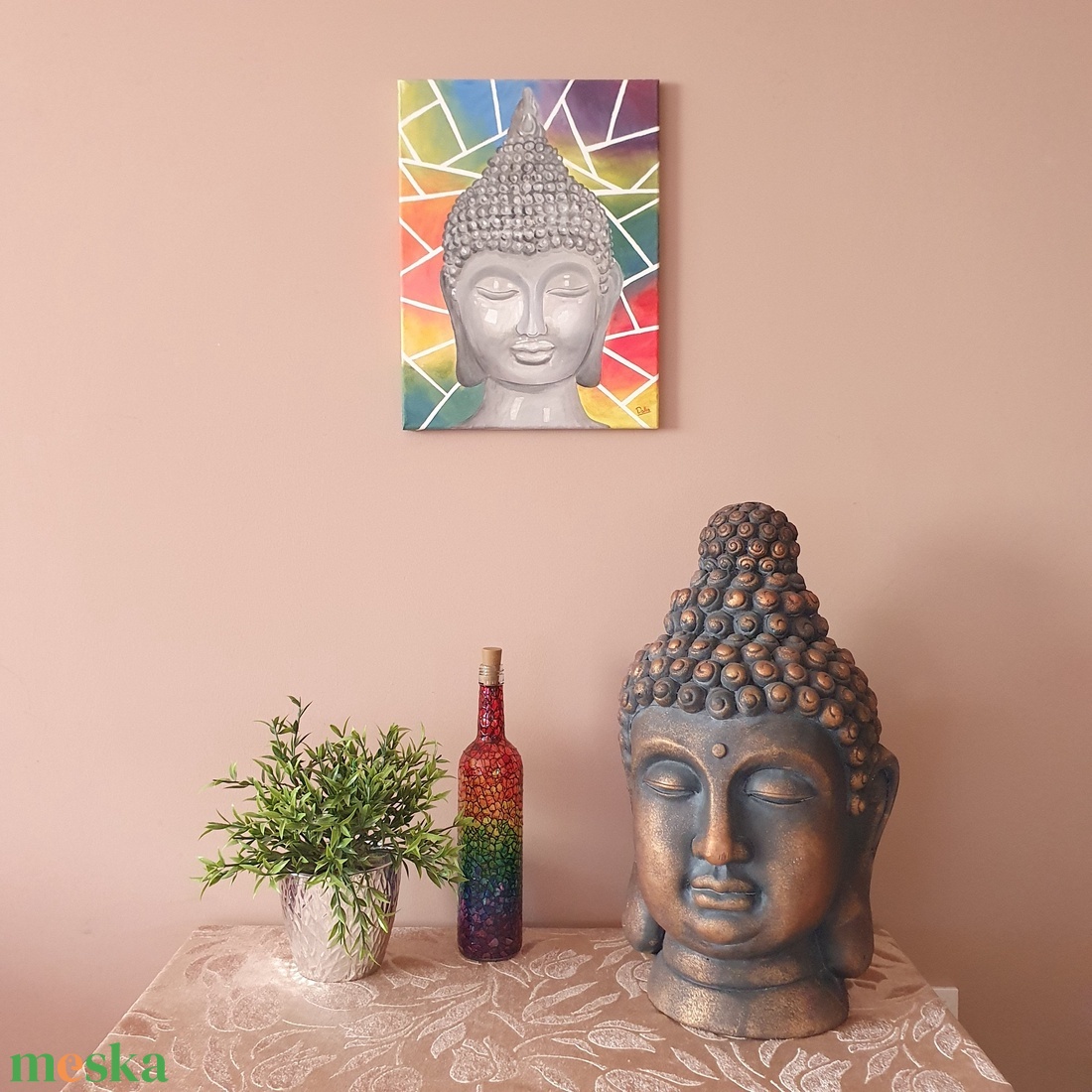 Buddha 4  akril festmény  40 x 30 cm  vászon - művészet - festmény - akril - Meska.hu