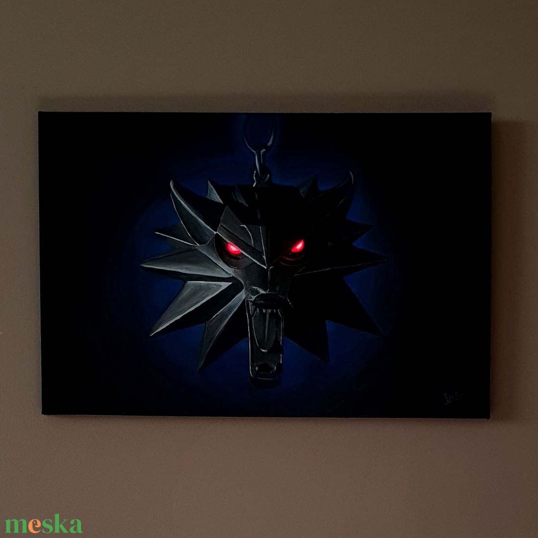 A Witcher medál - világító szemekkel! akril festmény 40 x 60 cm vászon - művészet - festmény - akril - Meska.hu A Witcher medál - világító szemekkel! akril festmény 40 x 60 cm vászon - művészet - festmény - akril - Meska.hu