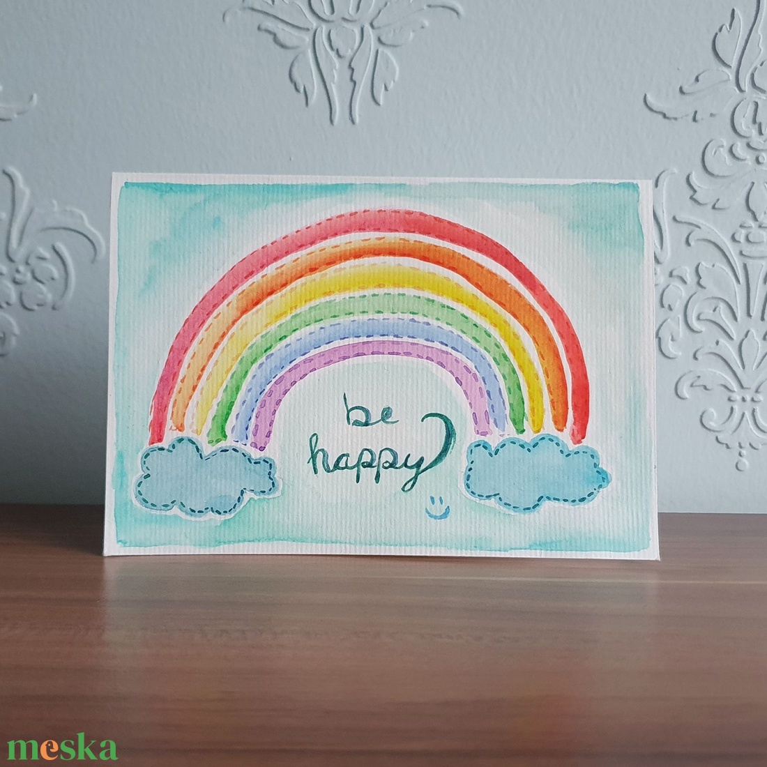 Be happy akvarell képeslap 15 x 10 cm - otthon & életmód - papír, írószer - ajándékozás kellékei - képeslap, üdvözlőlap - Meska.hu Be happy akvarell képeslap 15 x 10 cm - otthon & életmód - papír, írószer - ajándékozás kellékei - képeslap, üdvözlőlap - Meska.hu
