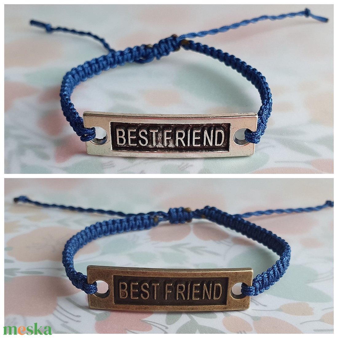 Fonott makramé karkötők - best friend medállal (2 db) - ékszer - karkötő - fonott karkötő - Meska.hu Fonott makramé karkötők - best friend medállal (2 db) - ékszer - karkötő - fonott karkötő - Meska.hu