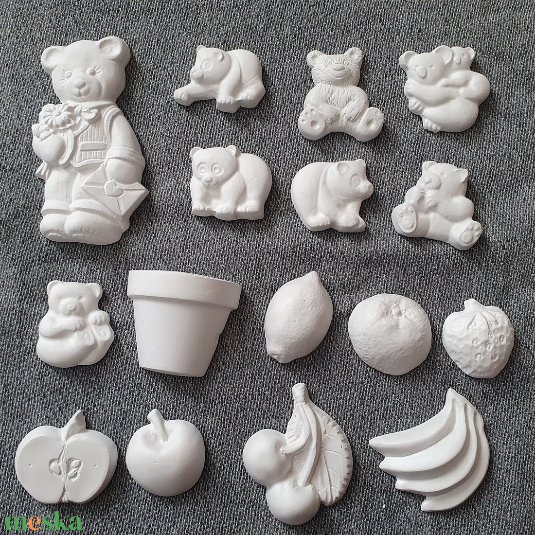 Festhető gipsz figura csomag, 16 db (macik, gyümölcsök stb.) - diy (csináld magad) - egységcsomag - Meska.hu Festhető gipsz figura csomag, 16 db (macik, gyümölcsök stb.) - diy (csináld magad) - egységcsomag - Meska.hu
