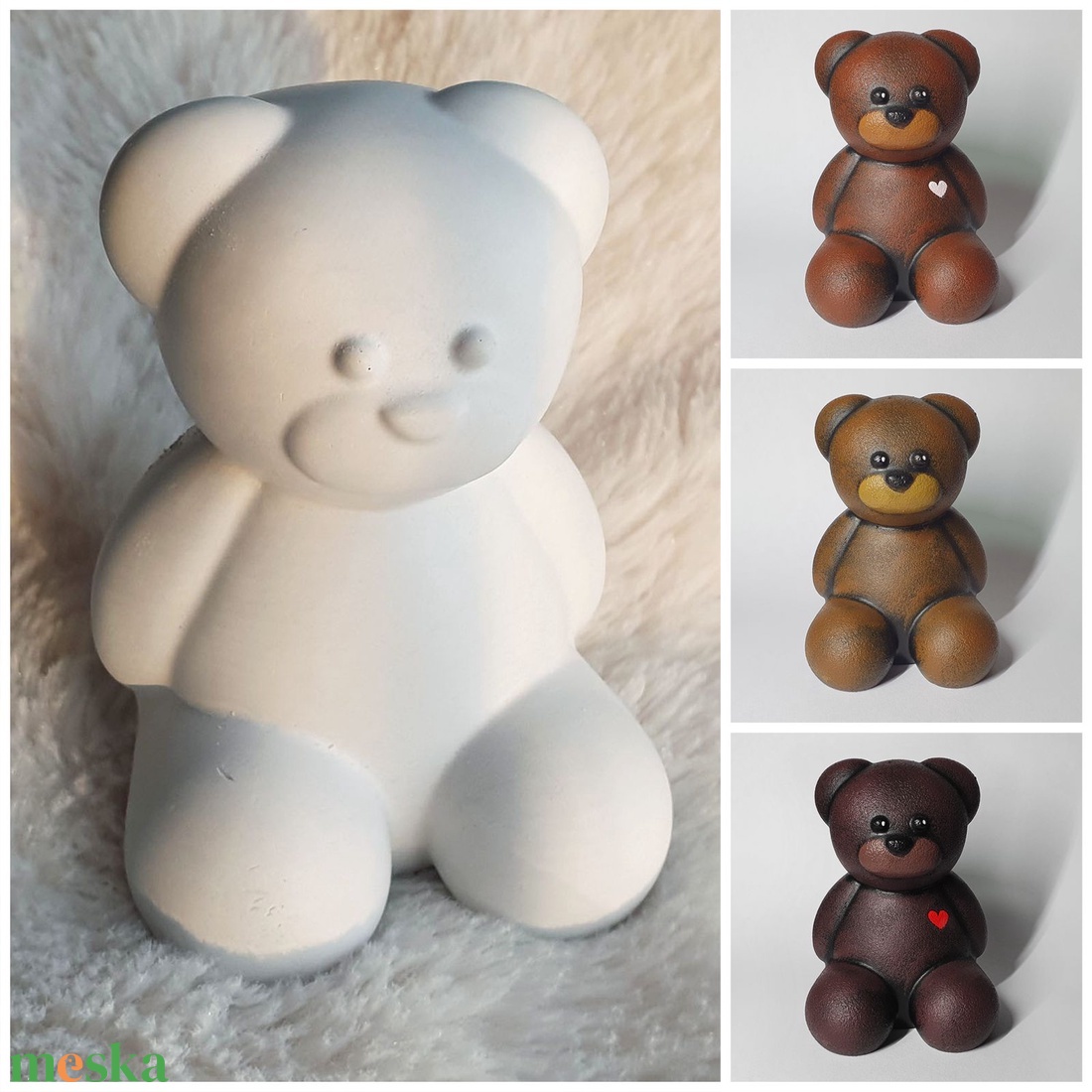 Festhető mackó gipsz figura - diy (csináld magad) - egységcsomag - Meska.hu