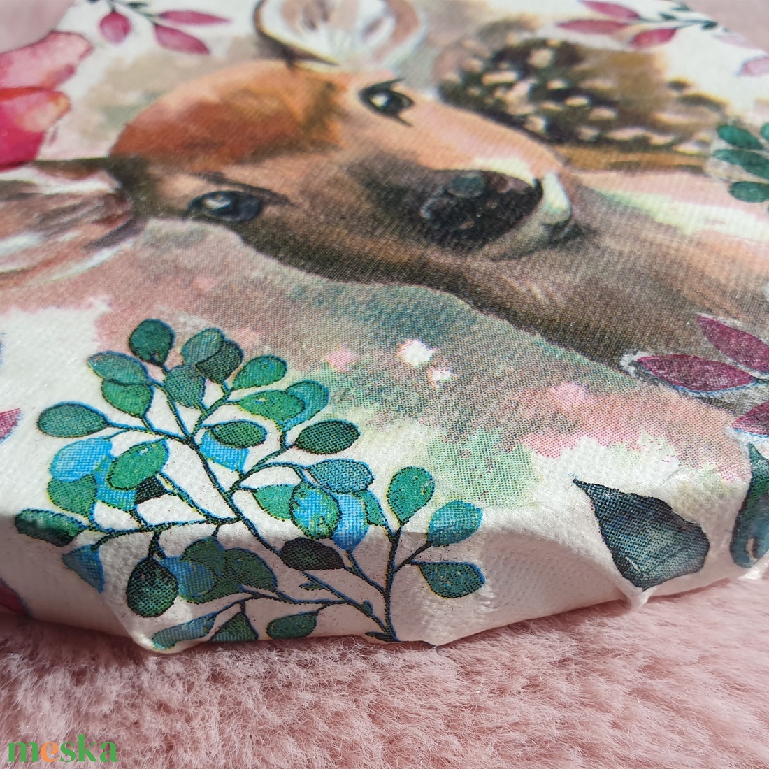 Szív alakú virágos, őzikés kép - decoupage technikával - művészet - festmény - akril - Meska.hu Szív alakú virágos, őzikés kép - decoupage technikával - művészet - festmény - akril - Meska.hu