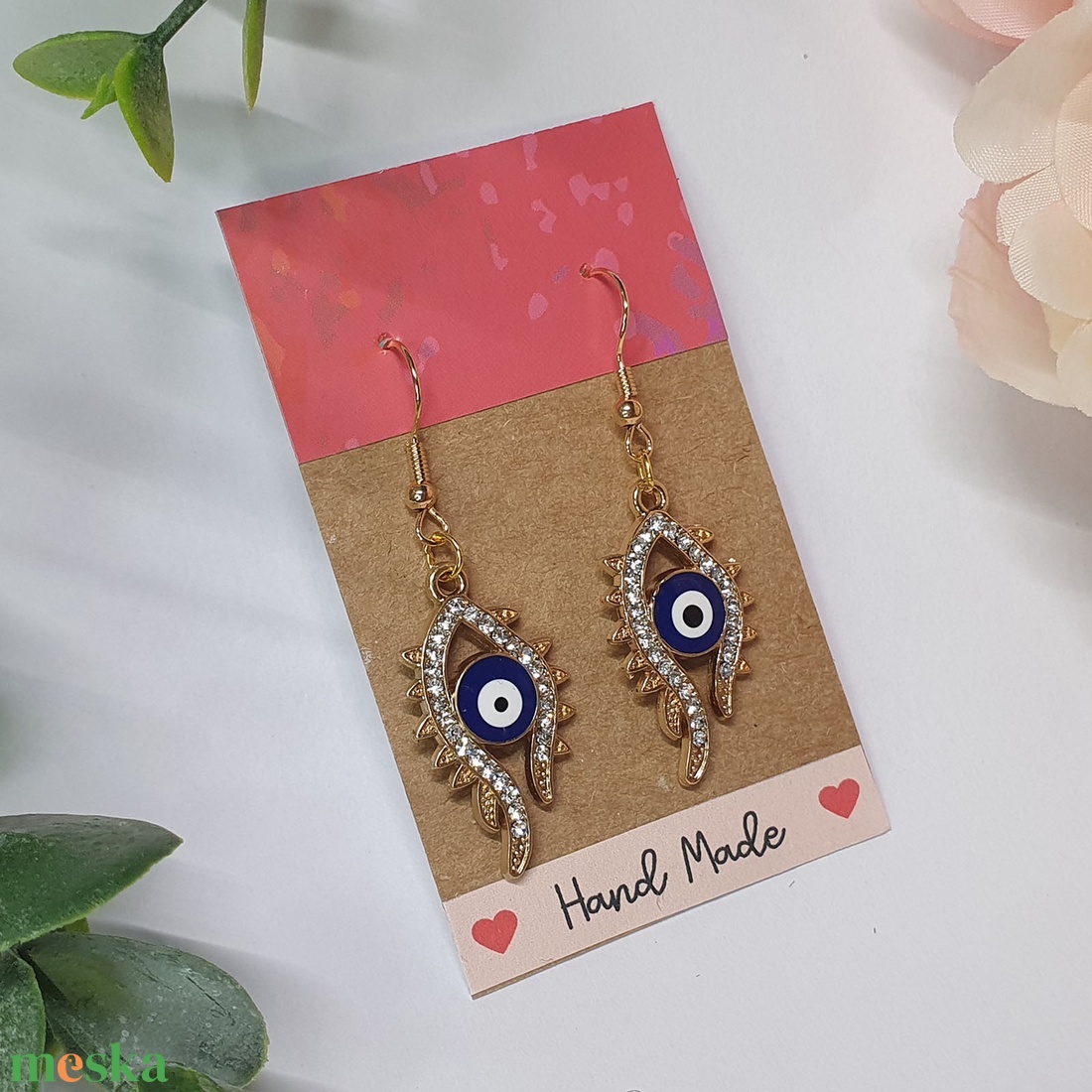 Evil Eye fülbevaló - ékszer - fülbevaló - lógó fülbevaló - Meska.hu