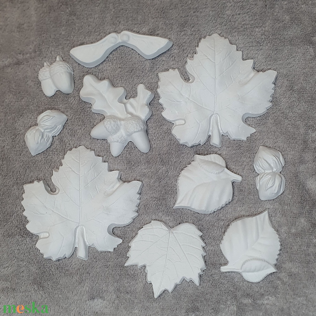 Festhető őszi gipsz figura csomag (levél, makk, mogyoró) - 10 db - diy (csináld magad) - egységcsomag - Meska.hu