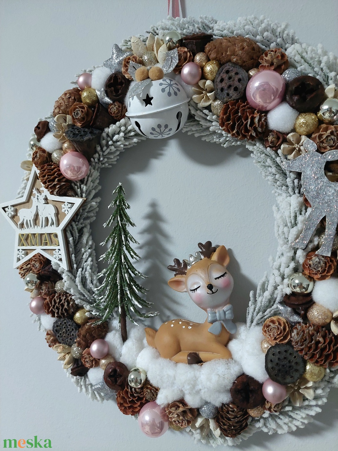 Havas táj őzikével - karácsony - adventi díszek - adventi ajtódísz - Meska.hu