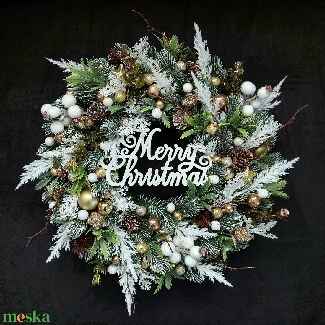 Fehér-arany Karácsony - karácsony - adventi díszek - adventi ajtódísz - Meska.hu Fehér-arany Karácsony - karácsony - adventi díszek - adventi ajtódísz - Meska.hu