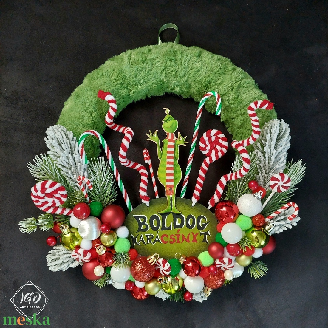 Grincs karácsonya - karácsony - adventi díszek - adventi ajtódísz - Meska.hu