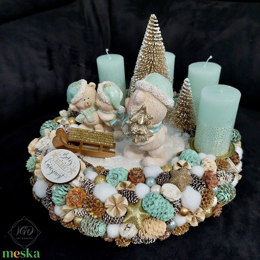 Mackók karácsonya - karácsony - adventi díszek - adventi asztaldísz - Meska.hu