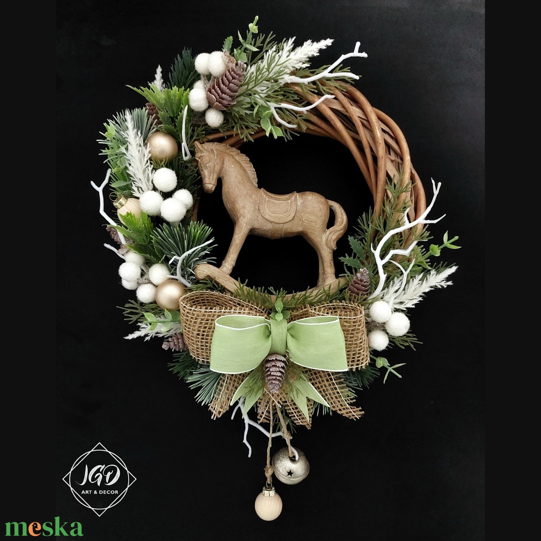 Hintalovas ajtódísz - karácsony - karácsonyi lakásdekoráció - karácsonyi ajtódíszek - Meska.hu