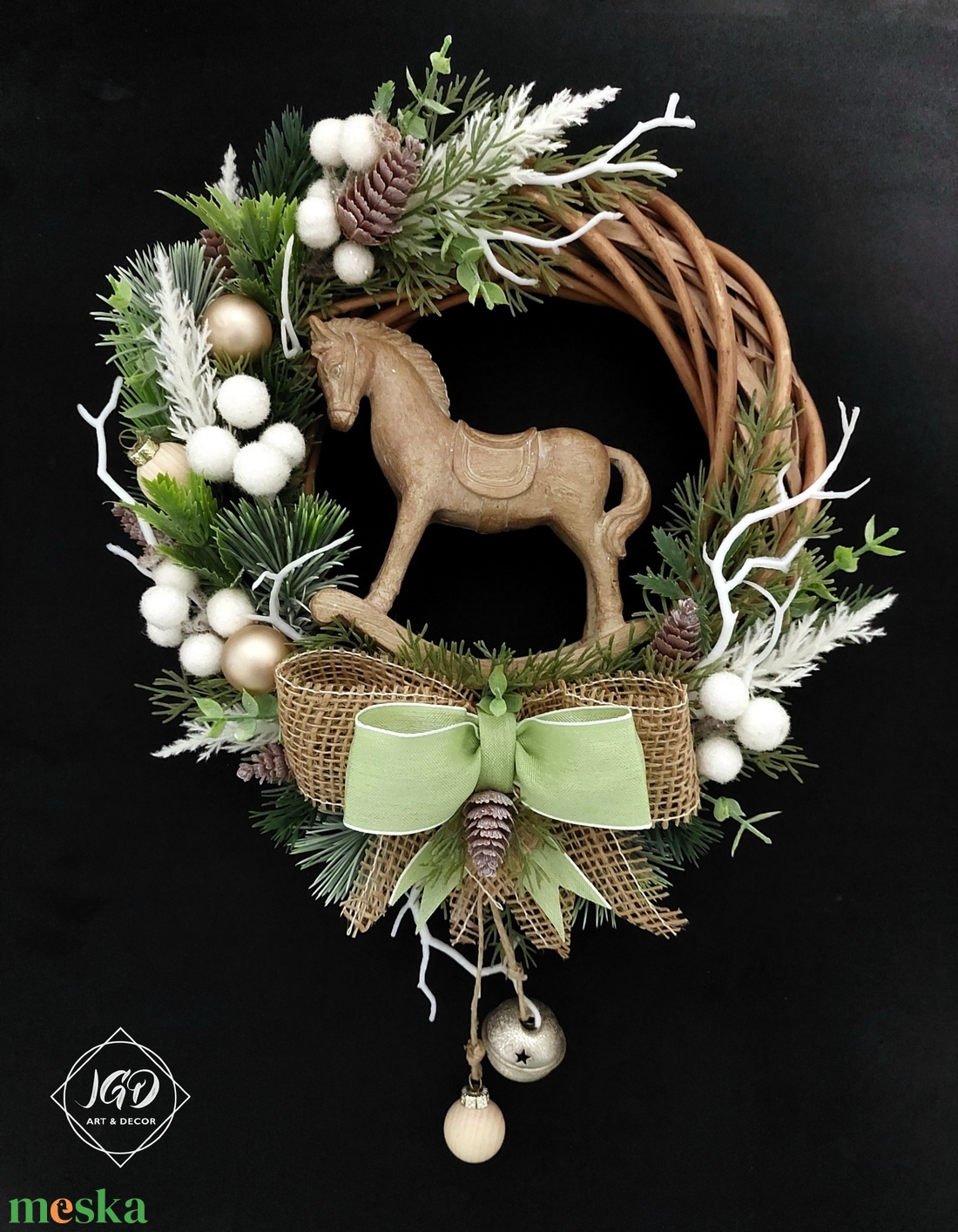 Hintalovas ajtódísz - karácsony - karácsonyi lakásdekoráció - karácsonyi ajtódíszek - Meska.hu