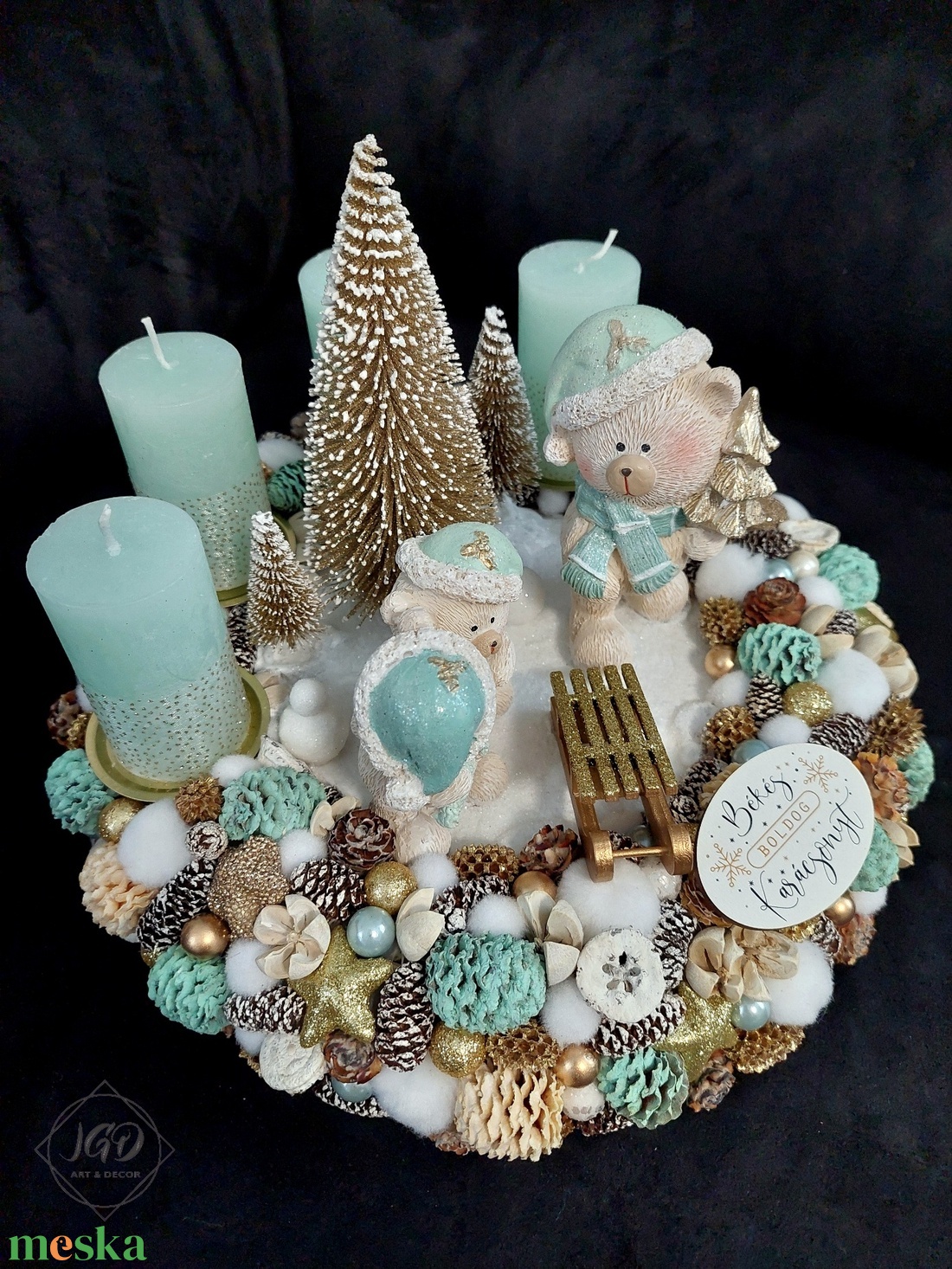 Mackók karácsonya - karácsony - adventi díszek - adventi asztaldísz - Meska.hu