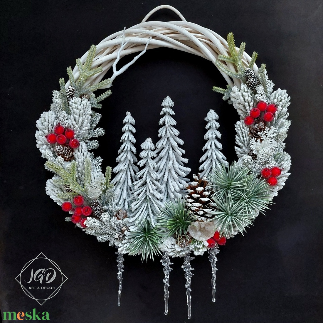 Havas téli erdő - karácsony - karácsonyi lakásdekoráció - karácsonyi ajtódíszek - Meska.hu